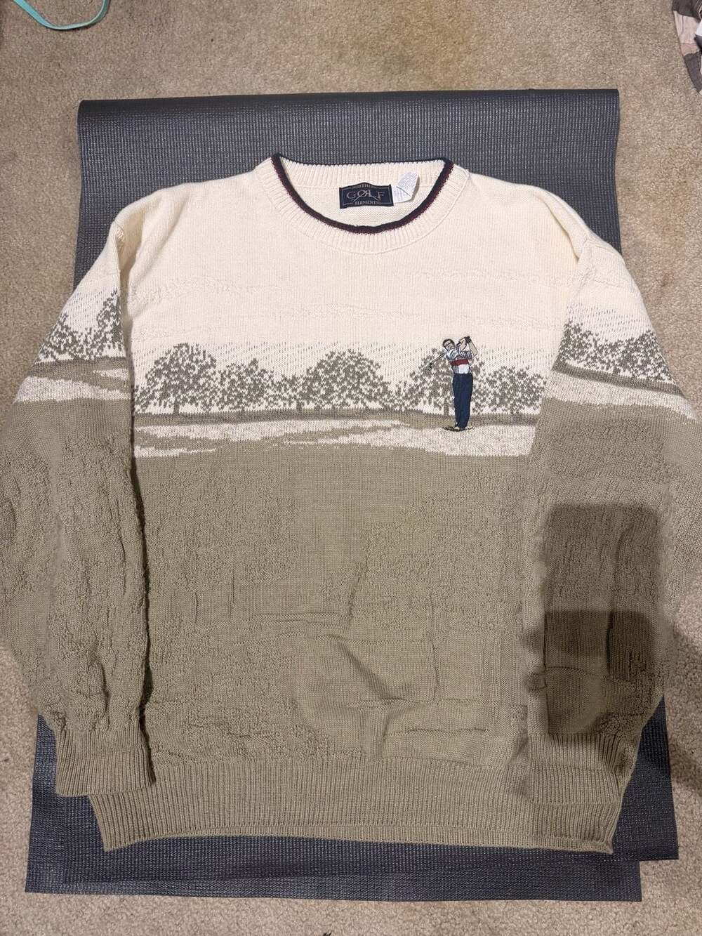 Vintage Northern Elements Golf Landscape Graphic Knit Sweater Large